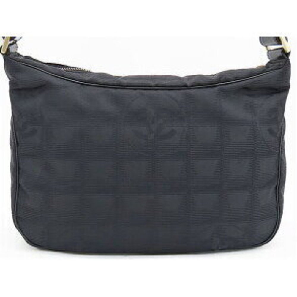 Chanel Shoulder Leather Bag Pouch Handbag Line Accessory Travel Black Hobo